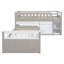 Lit mezzanine en forme de L avec 7 tiroirs et garde-corps complets-158539562