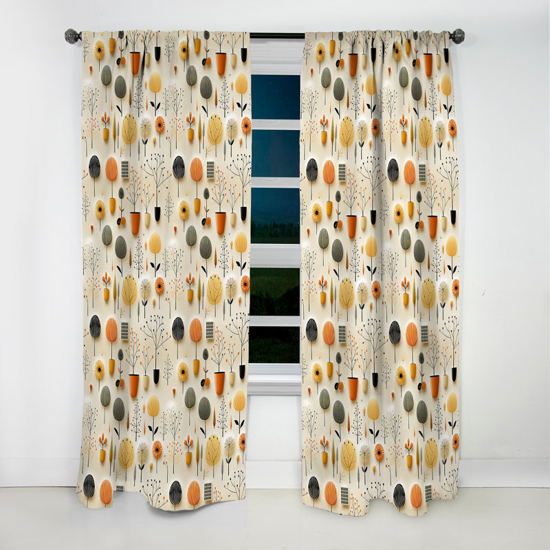Mcm Minimalist Charm - Rideau Mid-Century - Rideau occultant géométrique - 1 panneau, L 52 po x L 120 po