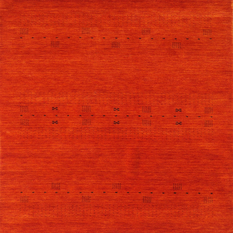 Tapis de zone orange/rouge foncé contemporain, Carré 5 pi