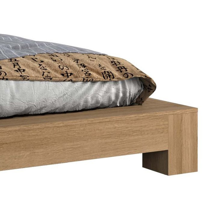 Chambre Zen - Lit plateforme - Assemblage facile, aucun sommier requis, Brun