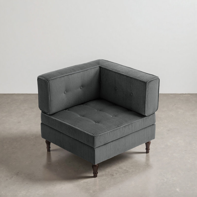 Tufted Corduroy Modular Armchair, Gray
