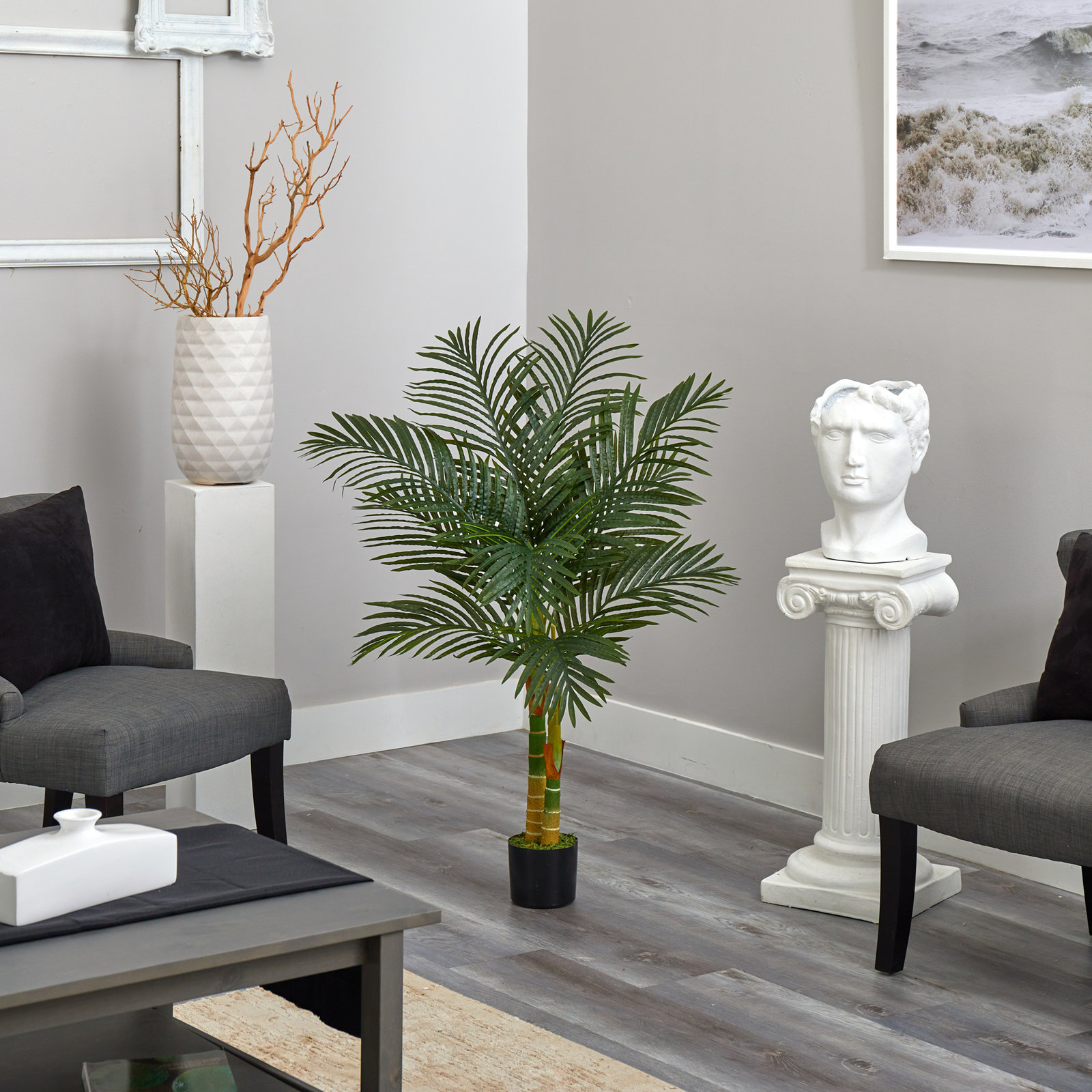 Palm Tree in Planter, 48" H x 16" W x 16" D