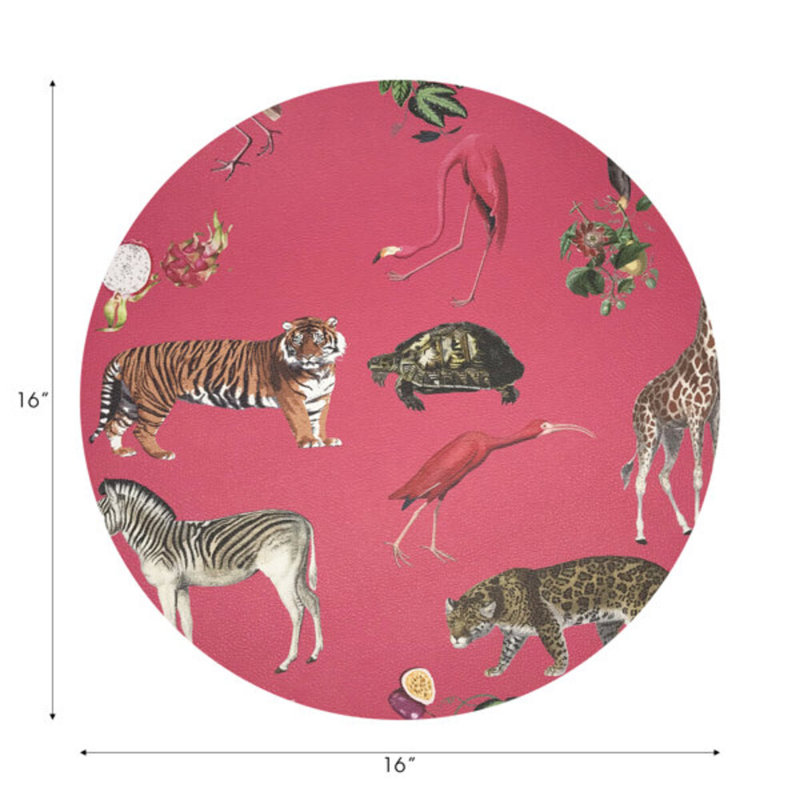 Exotix Vegan Leather Round Placemats, Cherry