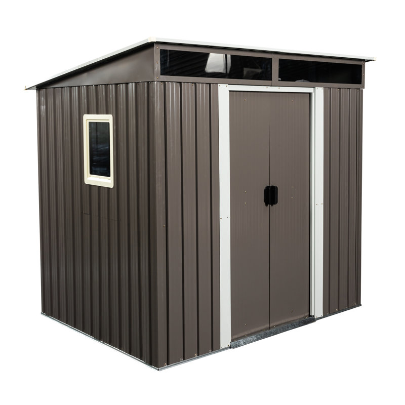 6Ft X 5Ft Outdoor Metal Shed - White, Galvanized Iron Frame With Foundation, Steel Panels, Sliding Doors Lock, Transparent Panel For Increased Brightness, Easy Assembly Directions White Robust