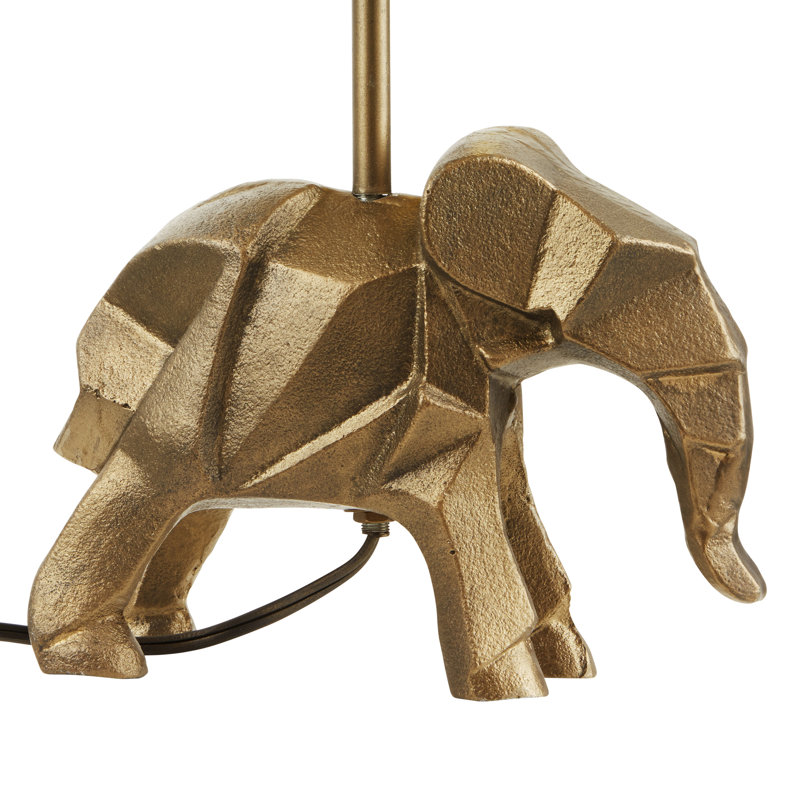 15.5''H Black Drum Shade With Novelty Elephant Base Table Lamp 