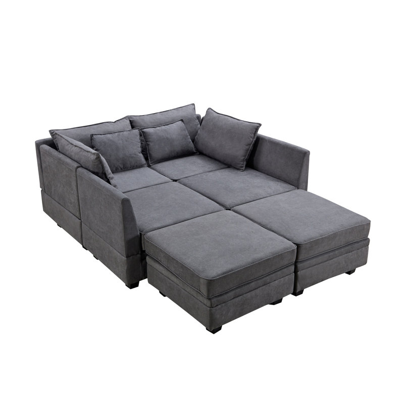 U_Style Modern Large U-Shape Modular Sectional Sofa,  Convertible Sofa Bed With Reversible Chaise For Living Room, Storage Seat
