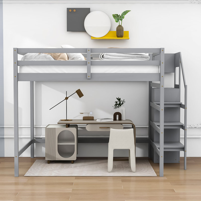 Fidana Kids Full Loft Bed, Gray