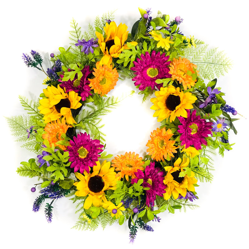 Faux Daisy Polyester 24'' Wreath