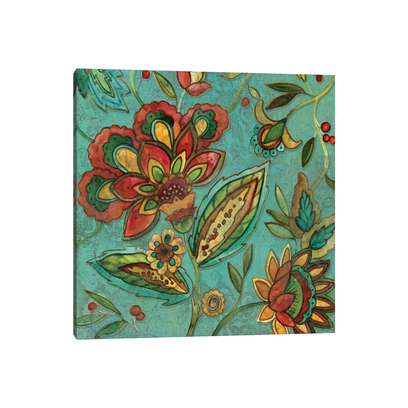 Teal Jacobean Spice II by Carol Robinson - Print on Canvas, Wrapped Canvas, 30.48 cm H x 30.48 cm W
