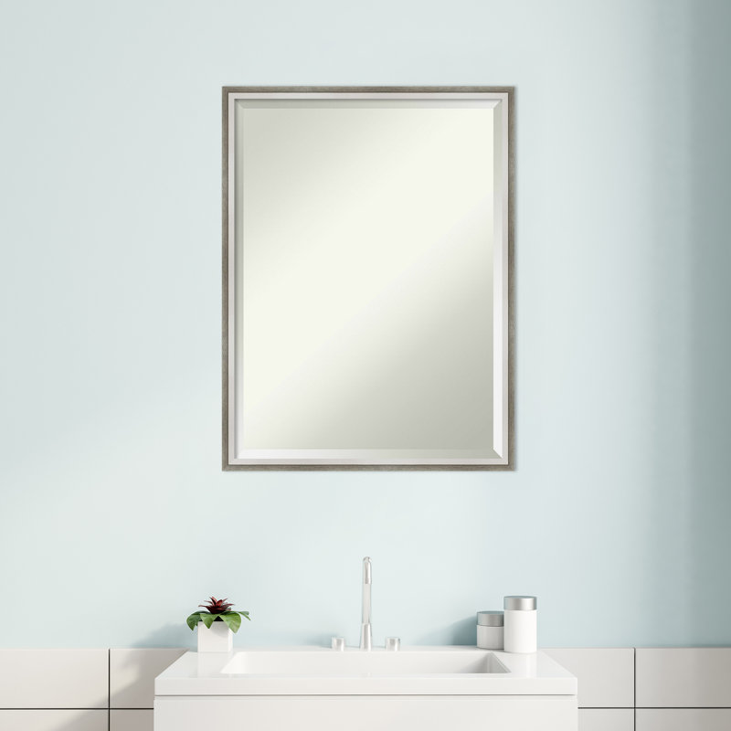 Miroir de salle de bain Mettawa, Blanc satiné / argenté, 25.25" x 19.25"