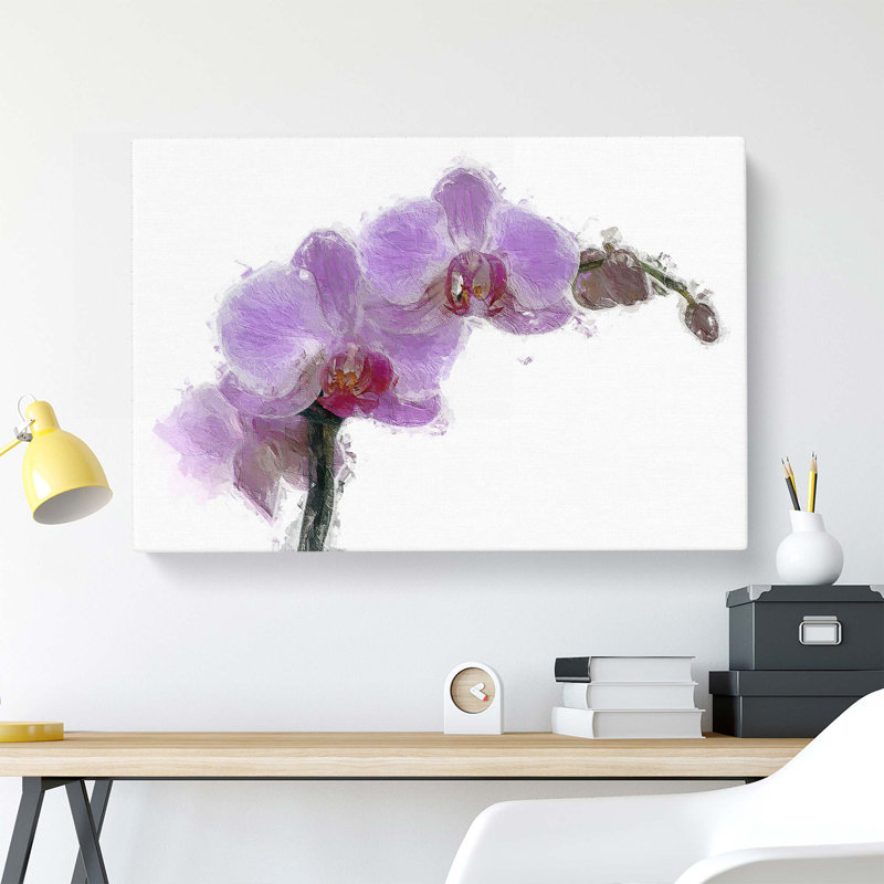 Purple Orchids In Bloom - Wrapped Canvas Painting, 40cm H x 60cm W x 3cm D