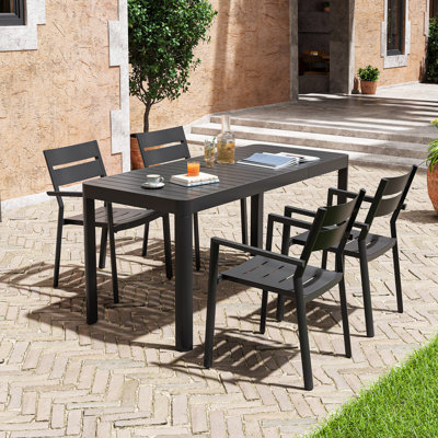 Ensemble repas extensible rectangulaire en aluminium pour 4 personnes Cademon