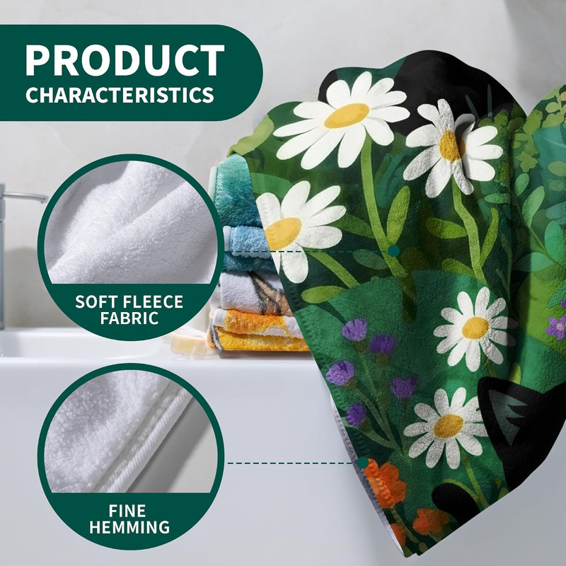 Serviette de bain en molleton chat en microfibre ultra douce pour la salle de bain