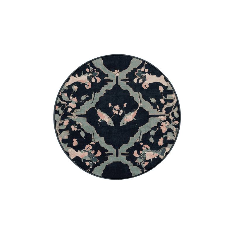 Machine Washable Gray Area Rug, Round 6'