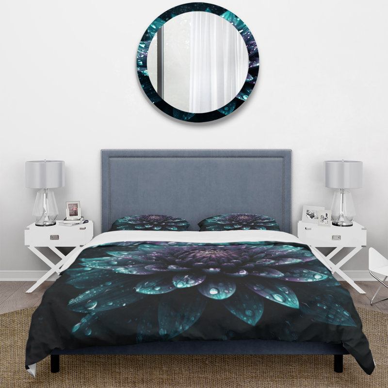 Ensemble de housse de couette en microfibre / polyester Mauve Lotus, Housse de couette simple + 1 taie décorative stan