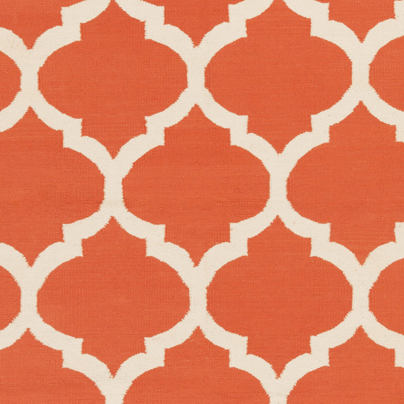 Tapis orange en coton tissé à plat à la main Bethy, Rectangle 9 pi x 12 pi