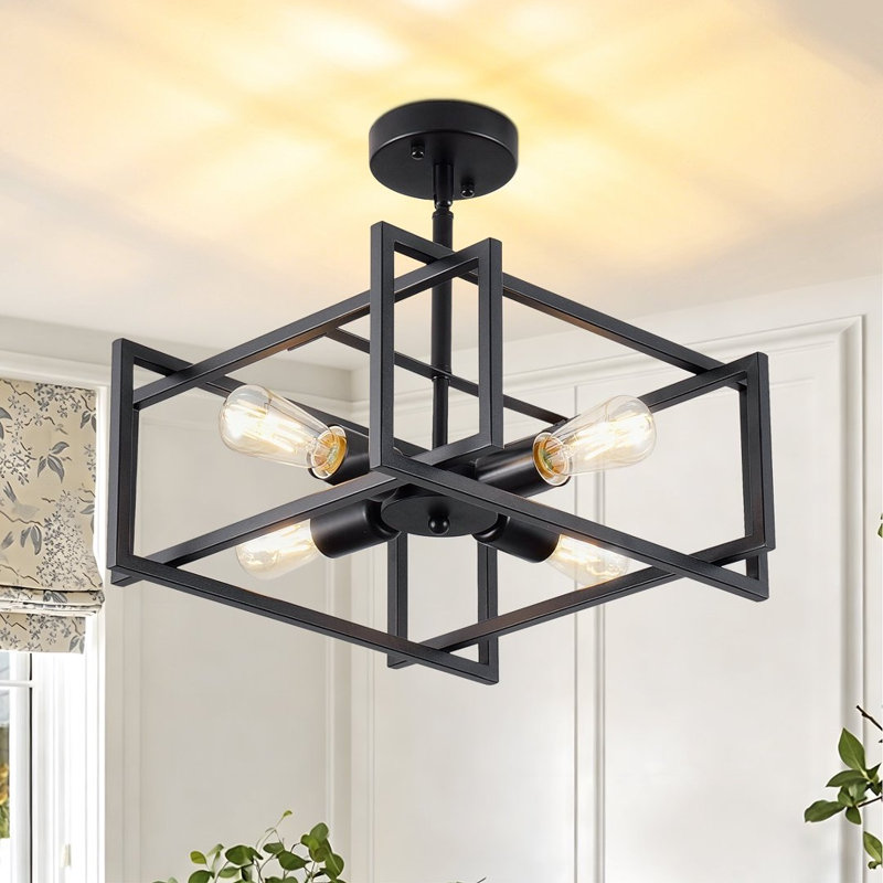 19" 4-Lights Semi Flush Mount Ceiling Light