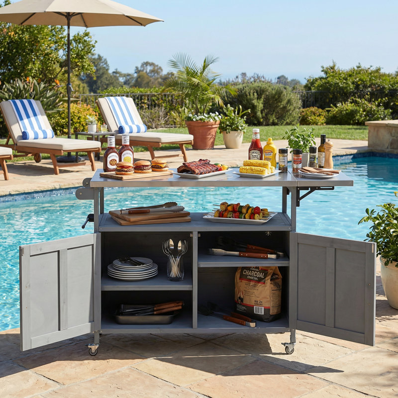 Chariot d'îlot de cuisine portable pliable avec roues verrouillables, armoire de rangement et porte-serviettes pour une cuisine et un service polyvalents