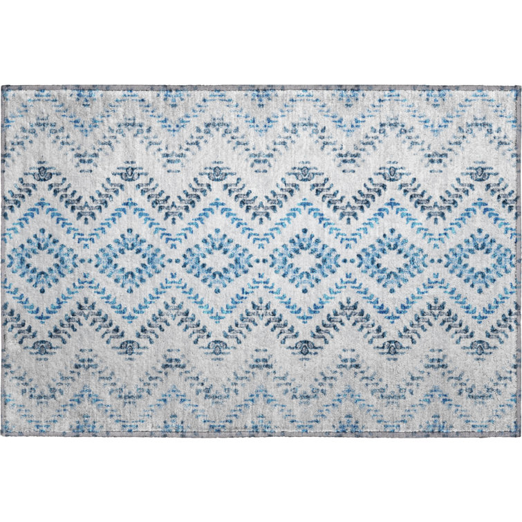 Premium Machine Washable Prisco Blue Rug