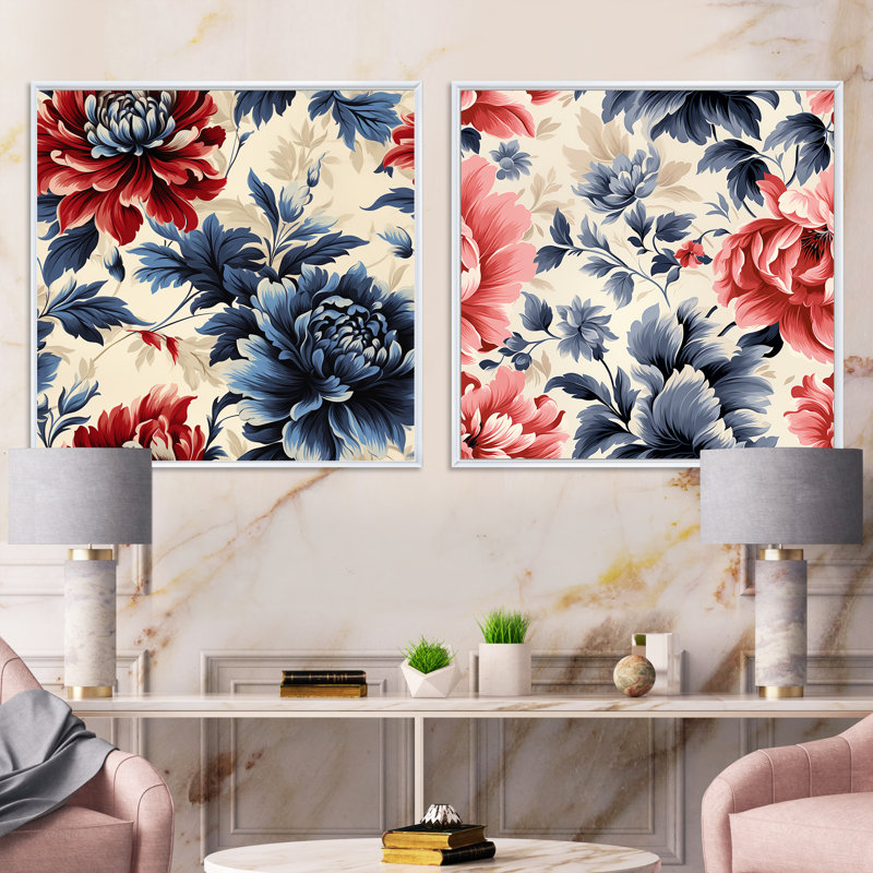 Savane - Ensemble de 2 collages carrés botaniques abstraits, H 16 po x l 33 po, Cadre flottant blanc
