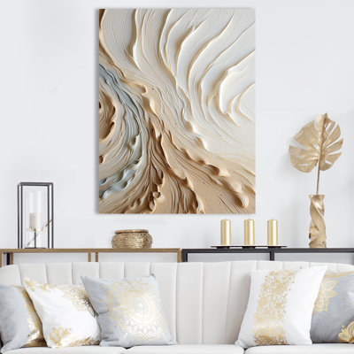 Reproduction d'art sur toile, blanc et or champagne III