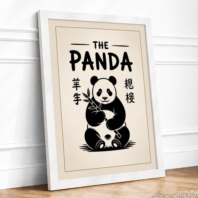 The Panda Japandi - Framed Print, A3 - 42.0 x 29.7 cm, White