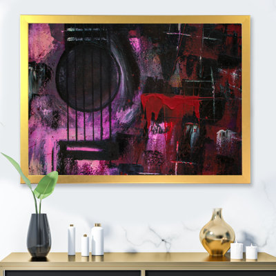 Mauve musique guitare III - décoration murale moderne en toile