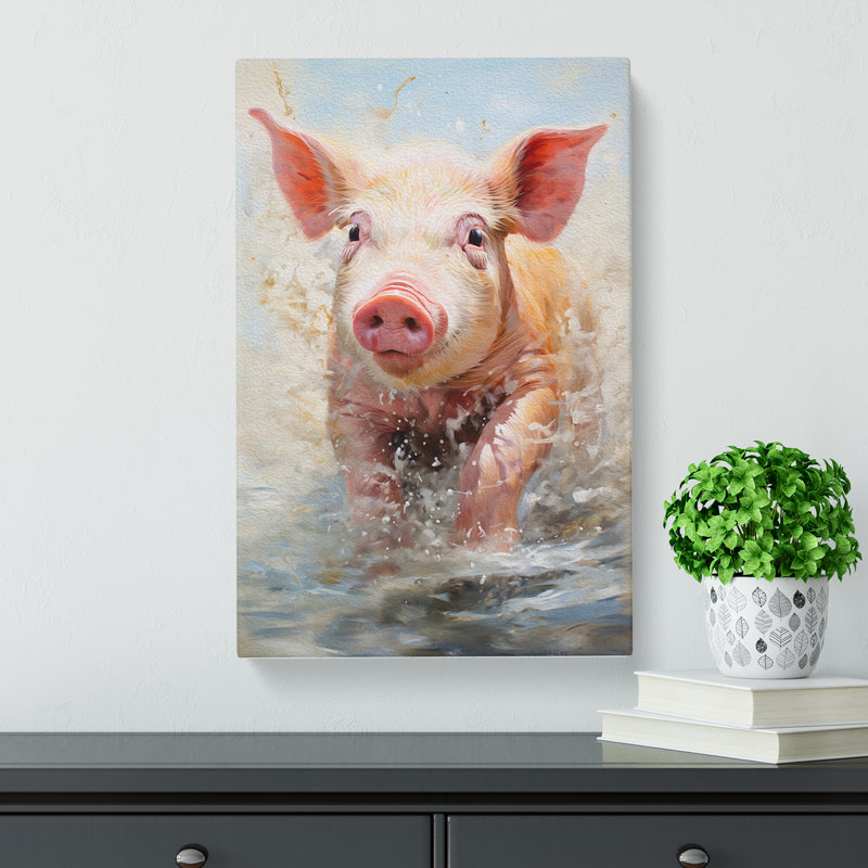 Pig Action - Wrapped Canvas, 76cm H x 50cm W x 3cm D