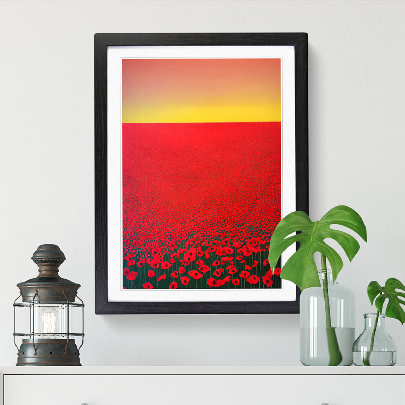 Contemporary Poppy Flower Field Vol.1 - Single Picture Frame Print, 46cm H x 34cm W, Walnut Framed