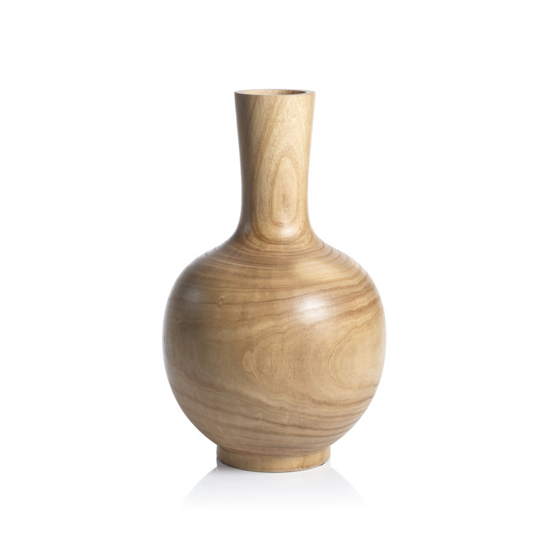 Vase en bois de paulownia d'Alicante, H 21,25 po x l 14,25 po x P 14,25 po