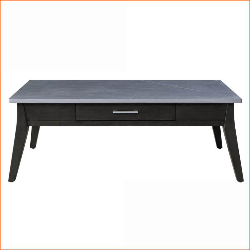 Table basse en pierre frittée brun foncé avec fauteuil KD Vintage Velvet - Comfortable & amp; Centre de table stable pour salon