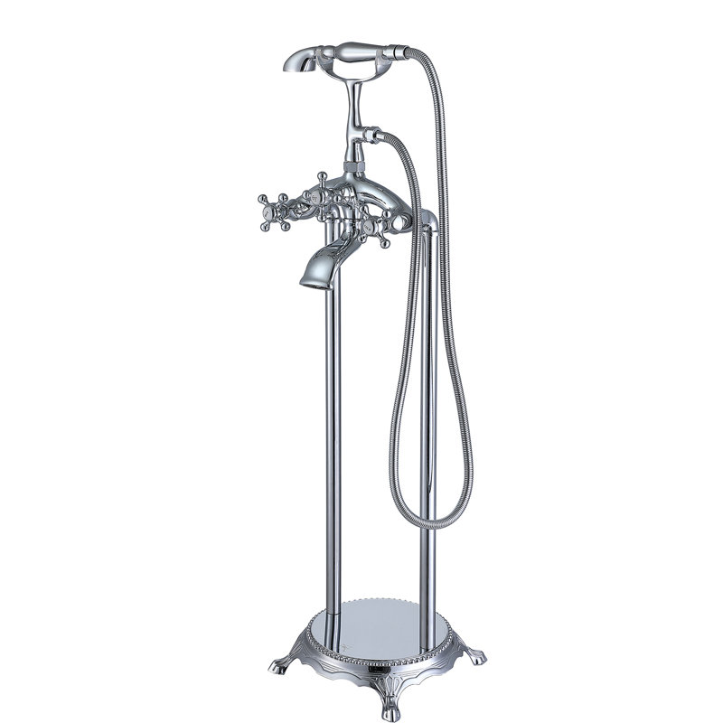 Bathtub Faucet With Handheld Showerhead - Freestanding Design, Finish, 40 In Depth, And Reliable Hand Shower Metal, 10 Width, Height, 13 Lb Complete Retail Box Instruction, Full Coverage Spray For