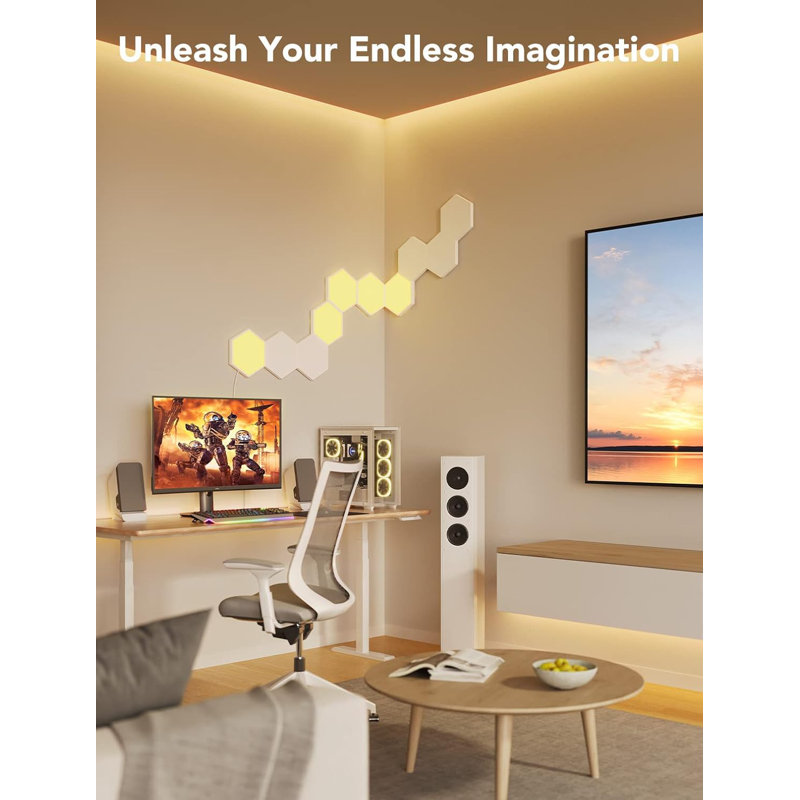 RGBIC Hexagonal LED Wall Light, Wi-Fi Smart Home Decoration Creative Wall Light with Music Sync,