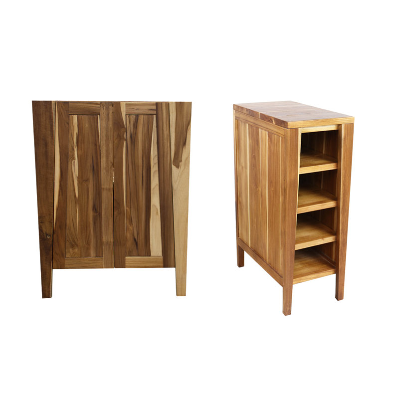 EcoDecors, Significado24" Single Teak Bathroom Vanity Including EcoDecors Signifiacado® 12'' Free Standing Bathroom Vanity with Door and Solid Wood Top, in EarthyTeak, Total width of 36-inches