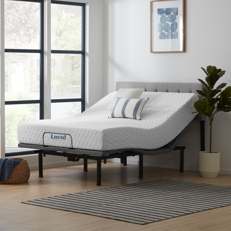 Matelas en mousse viscoélastique imprégnée de gel de 10 po et base réglable Lucid Comfort, Reine