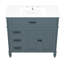 Meuble-lavabo de 36 pouces, armoire bleue, structure en bois, panneaux, lavabo en céramique lisse, tiroirs de rangement, finition imperméable pour porte, composants d'assemblage de quincaillerie, surmatelas peint