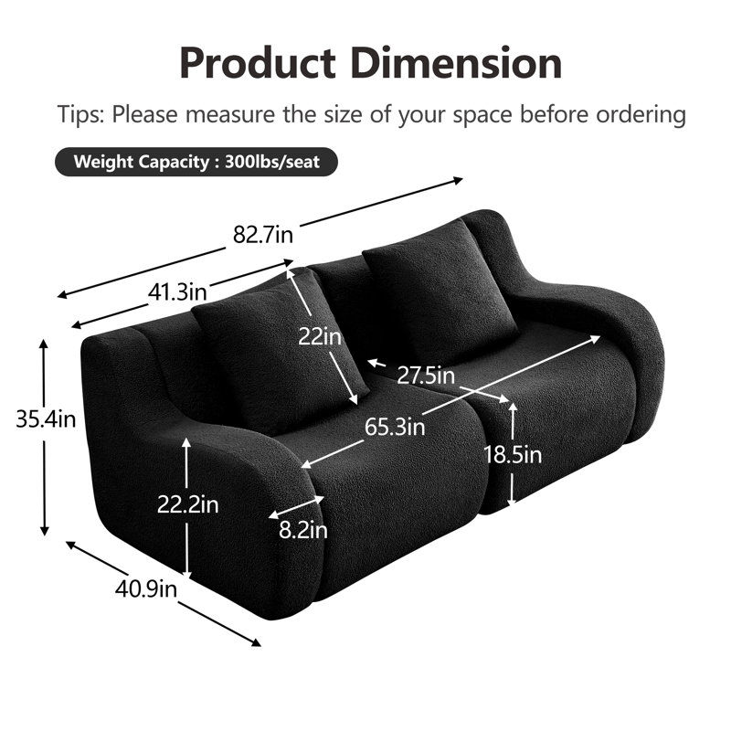 Canapé modulaire Boneless, Bouclé noir