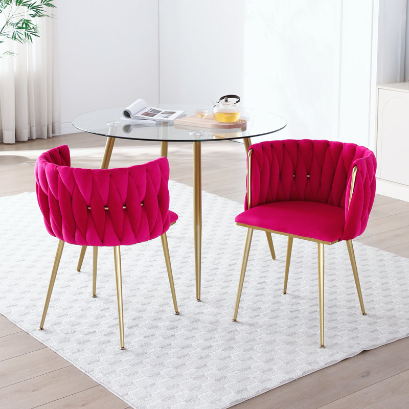 Ensemble de 2 chaises de salle à manger Modern, Rouge rosé
