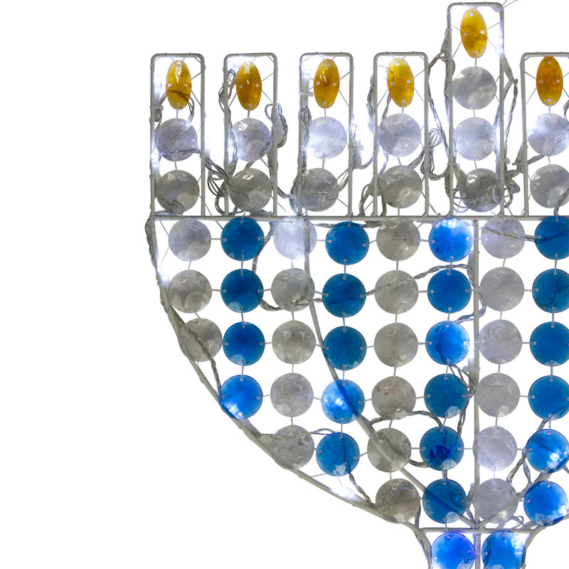 Menorah Hanoucca 24 po avec lumière DEL bleue et blanche 24 po
