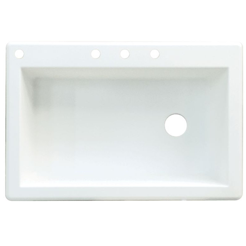Radius 33'' L Single Bowl Granite Kitchen Sink, White, 4 hole