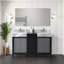 Black And Grey Double Bath Vanity 55 In. W X 22 In. D, With Castle Grey Marble Top-117984760