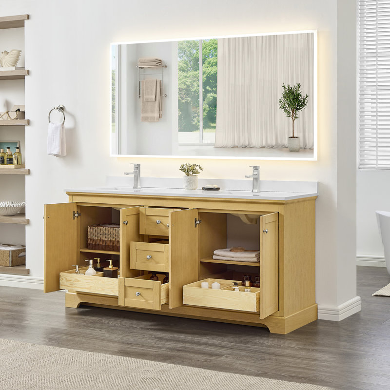 Ensemble de meuble-lavabo double 72 po Avery, Bleu foncé, Chrome poli, Carrara Cultured Marble