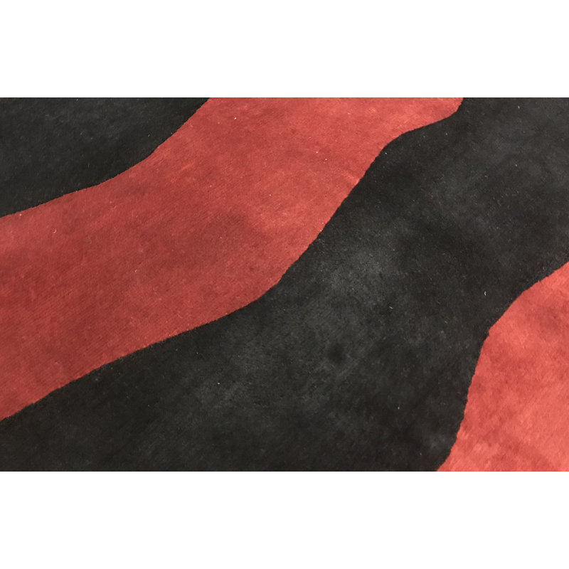 Hand-Knotted High-Quality Red and Black Area Rug