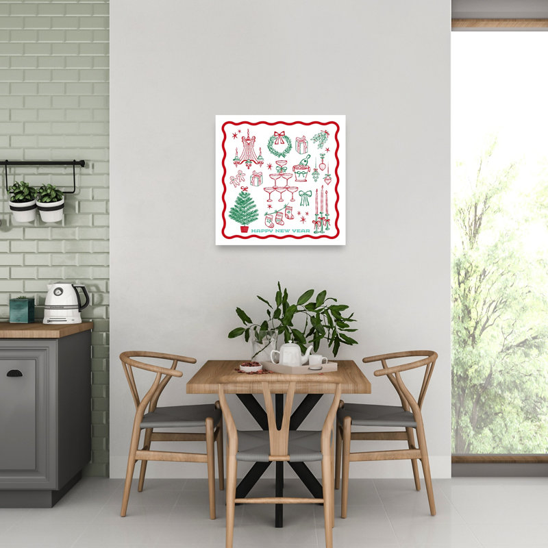 «Festive New Year Celebration Classic Retro Traditional Christmas Tree Winter Landscape», reproduction d'art mural