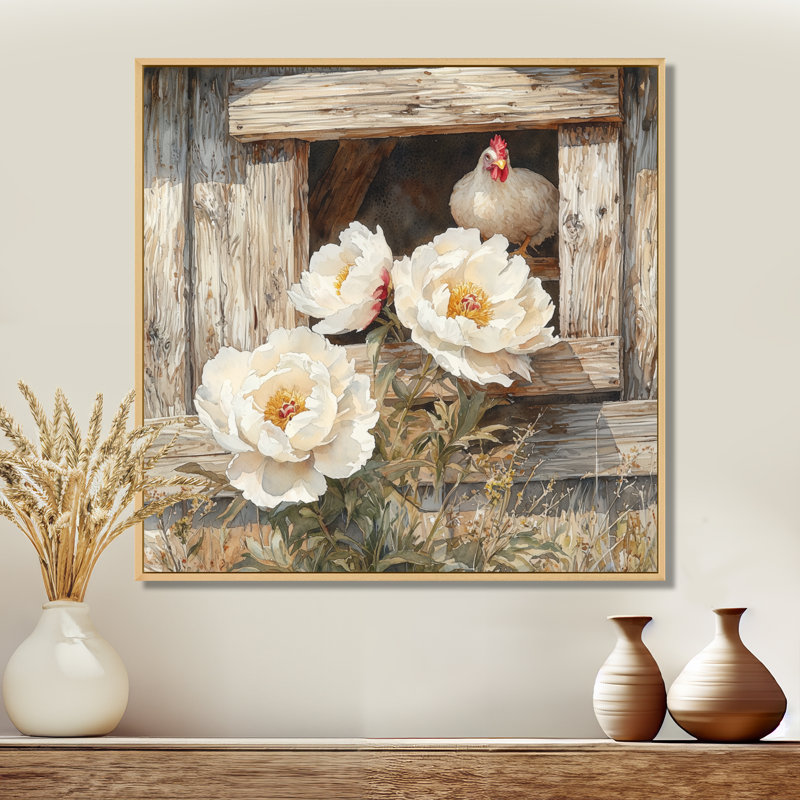 Art mural sur toile Criner, Impression encadrée flottante, Crème, crème, H 16 po x l 16 po