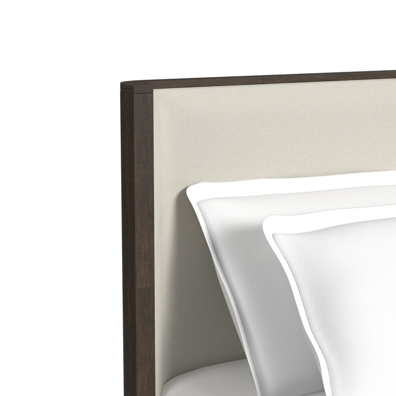 Picket House Furnishings Sutton Grand lit UPH avec tissu blanc en brun foncé, Grand