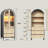 73 Inch Tall Arched Storage Cabinet With Doors Arched Pantry Led Lighted Display Cabinet Bookshelf