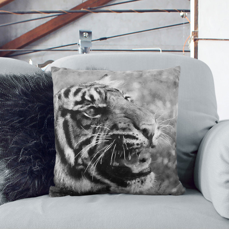 Tiger Vol.4 Scatter Cushion with Filling, 55cm H x 55cm W x 20cm D, White