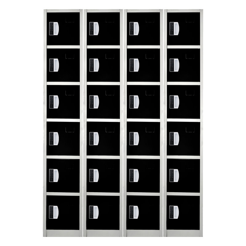 72" x 12" x 12" 6-Door Steel 6-Tier Locker with Digital Lock - Employee & Student Storage for Schools, Gym, Workplace - Includes Hooks, Ventilation & Card Holder - Easy Assembly