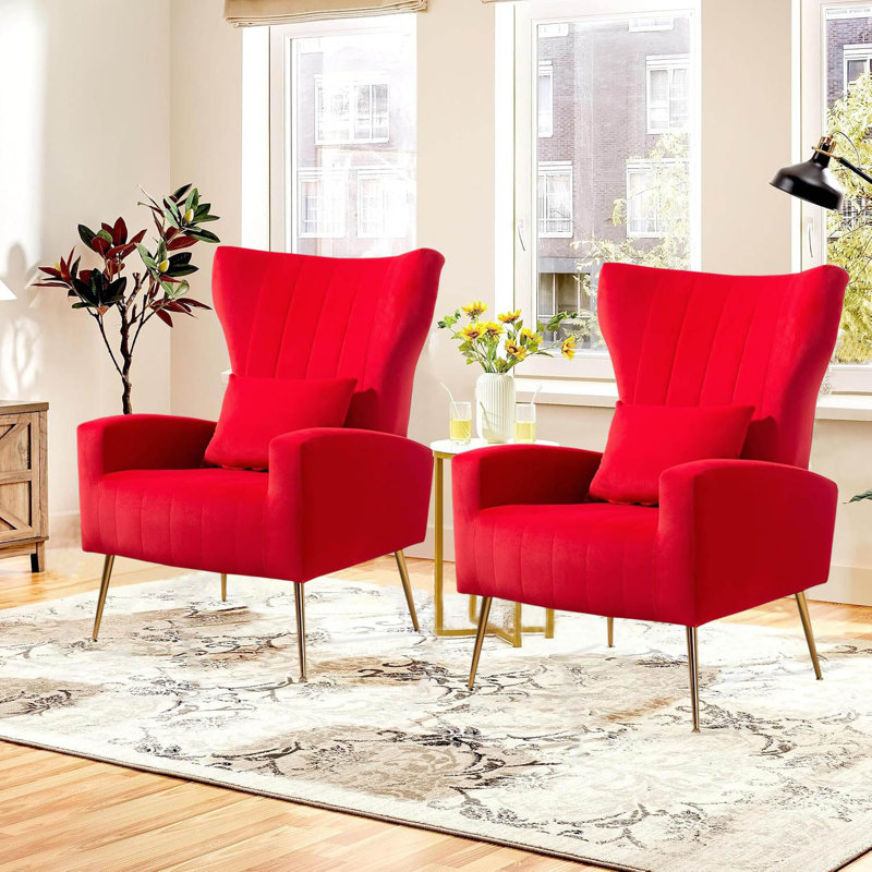 Upholstered velvet armchair, Rouge
